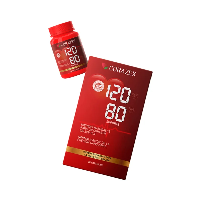 Corazex — caja del complemento natural, soporte 120/80, 20 cápsulas